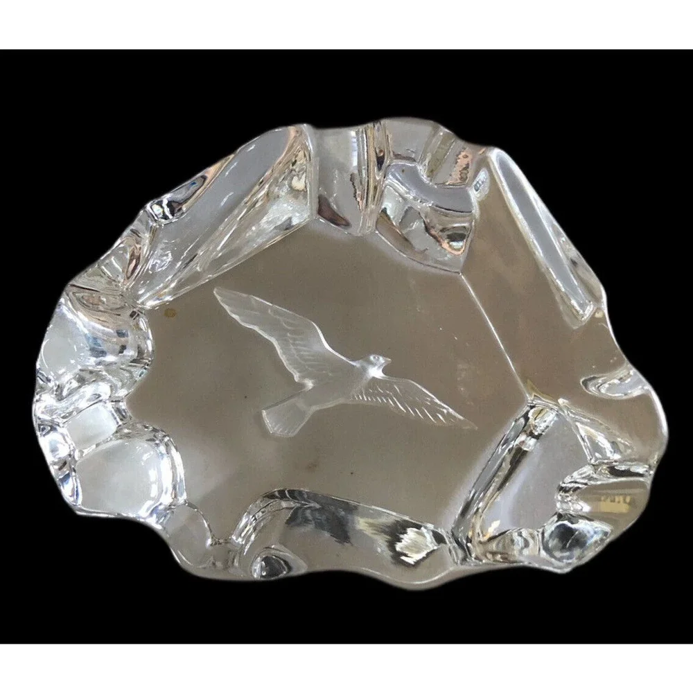 Rare Vintage Tittot Art Glass Crystal Sculpture Paperweight Bird Birds SIGNED
